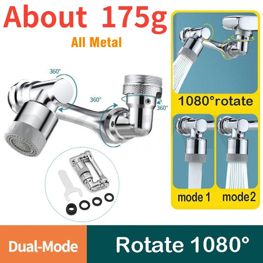 Cabezal Giratorio Metálico 1080° para Grifos de Cocina o Lavabo