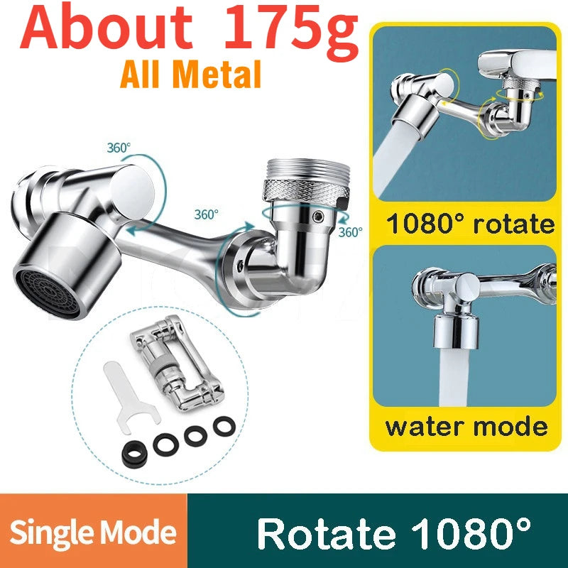 Cabezal Giratorio Metálico 1080° para Grifos de Cocina o Lavabo